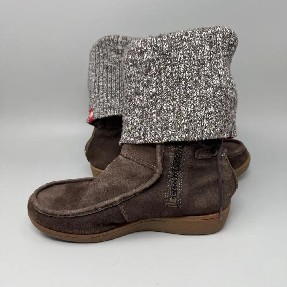 The North Face Alana Mid Knit Cuff Suede Winter Boots Size 7 Insulated